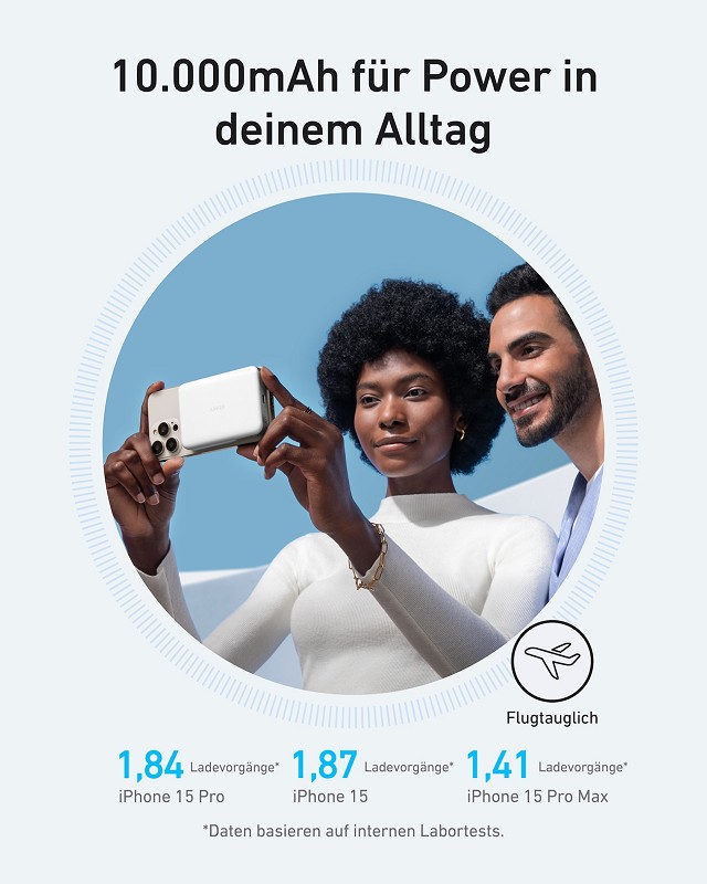 Anker MagGo weiß | Powerbank | Kabelloses Laden mit 15W 